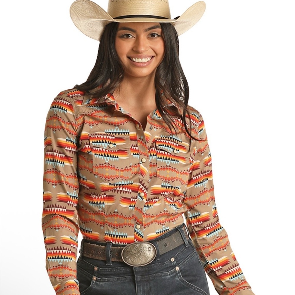 Women's Multicolor Patterned Button-Up Shirt